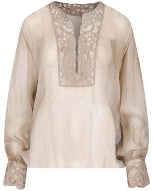 Ermanno Scervino Silk Shirt - Natural