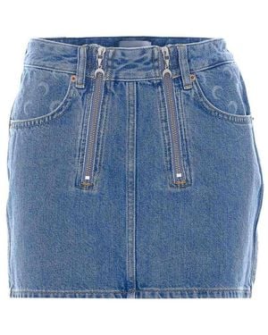 Marine Serre Denim Mini Denim Skirt - Blue