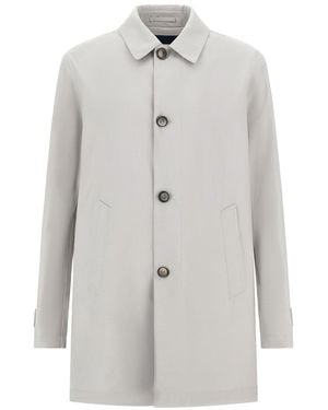 Herno Layers Wool Storm Fabric Raincoat - White