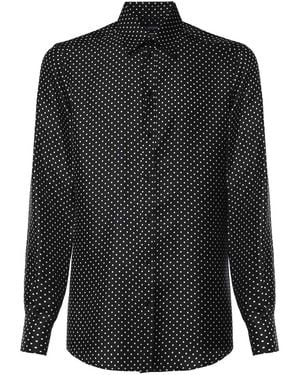 Dolce & Gabbana Martini Polka Dot Silk Twill Shirt - Black