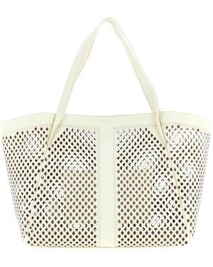 Twinset Openwork Leather Shopping Bag - White