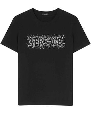 Versace T-Shirt With Shimmering Crystals - Black