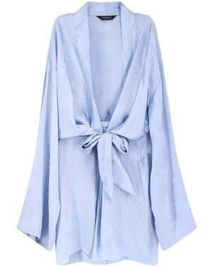 Balenciaga Silk Mini Wrap Dress - Blue