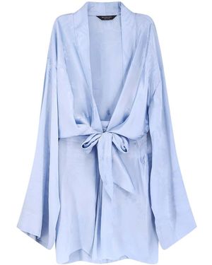 Balenciaga Silk Mini Wrap Dress - Blue