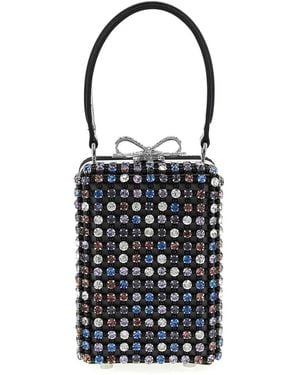 Self-Portrait Multi Crystal Chainmail Handbag - Black