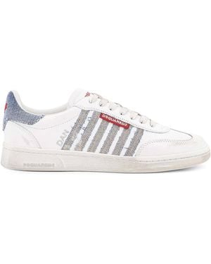 DSquared² Low-Top Leather Trainers With Denim Profiles - White