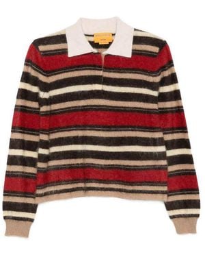 Guest In Residence Cashmere Striped Polo Shirt - Red