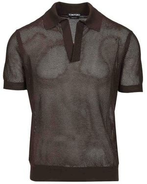 Tom Ford Knitted Polo Shirt - Grey