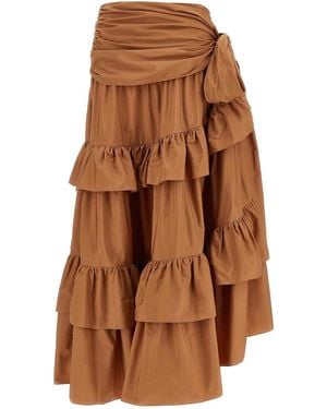 Chloé Flounces Volant Skirt - Brown