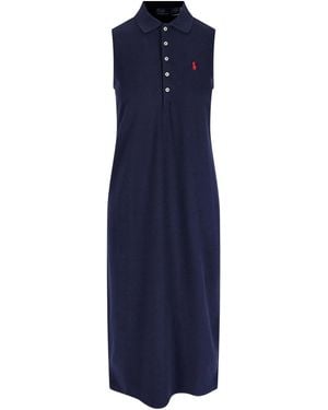 Polo Ralph Lauren Logo Midi Dress - Blue