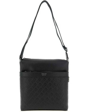 Ferragamo Monogram Messenger Crossbody Bag - Black