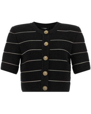 Balmain Cropped Cardigan - Black