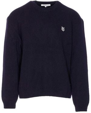 Maison Kitsuné Fox Head Milano Jumper - Blue