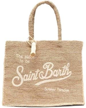 MC2 Saint Barth Vanity Border Raffia Shoulder Bag - Natural