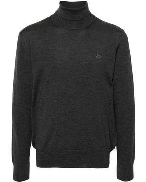 Etro Turtleneck Jumper With Pegasus Embroidery - Black