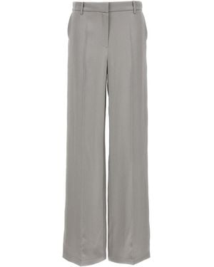 Magda Butrym Satin Straight Leg Trousers With Central Crease - Grey