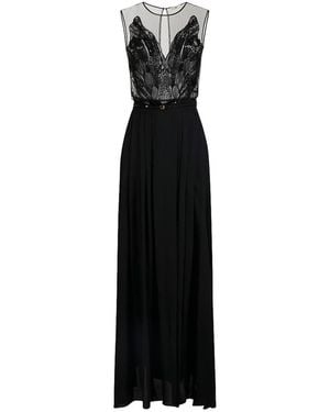 Elisabetta Franchi S Carpet Tulle And Georgette Dress - Black