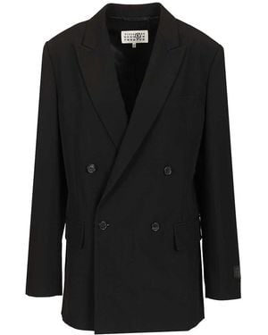 MM6 by Maison Margiela Double-Breasted Blazer - Black