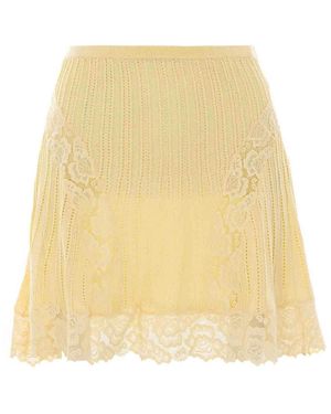Self-Portrait Pointelle Knit Mini Skirt - Natural