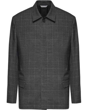 Balenciaga Checked Wool Jacket - Gray