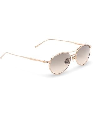 Brunello Cucinelli Oval Titanium Sunglasses - Natural