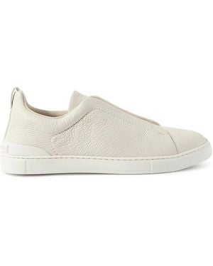 ZEGNA Triple Stitch Leather Trainer - White