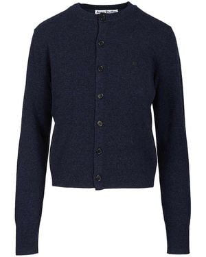 Acne Studios Crew Neck Wool Cardigan - Blue