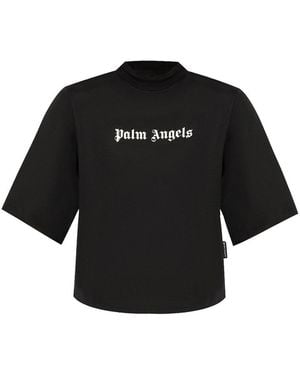 Palm Angels Classic Logo Cropped T-Shirt - Black