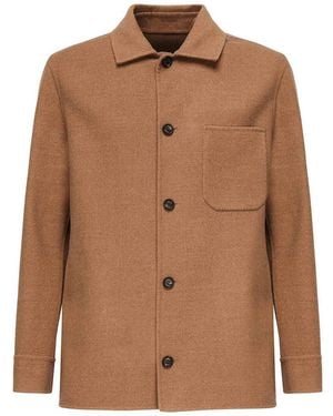 Eleventy Wool Overshirt - Brown
