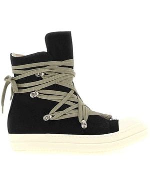 Rick Owens Megalace Sneaks Trainers - Black