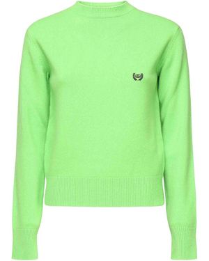 Balenciaga Crewneck Jumper With Logo - Green
