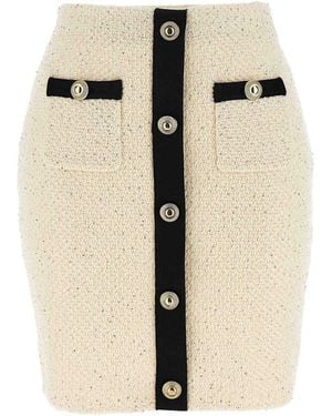 Self-Portrait Cotton Long Skirt - Natural