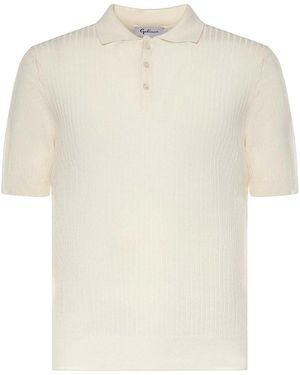 Giuliano Galiano Ribbed Cotton Polo Shirt - White