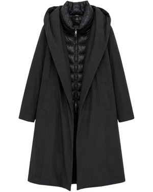 Herno Layered Hooded Long Coat - Black