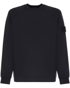 Stone Island Stretch Cotton Sweatshirt With Logo - Blue
