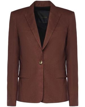Pinko Linen Blend Jacket - Brown