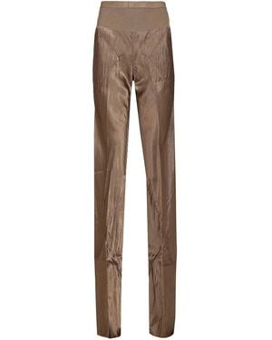 Rick Owens Bias Satin Flared Trousers - Natural