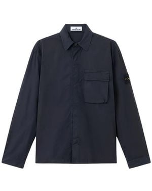 Stone Island Stretch Cotton Canvas Overshirt - Blue