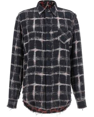 R13 Fringed Hem Reversible Shirt - Gray