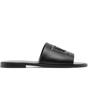 Dolce & Gabbana Leather Flat Sandals - Black