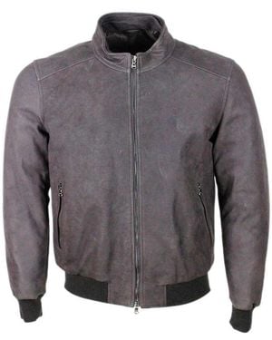 Barba Napoli Leather Jacket - Grey