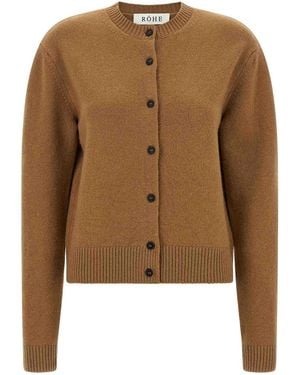 Rohe Cardigan Girocollo - Marrone