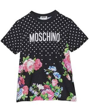 Moschino Dots And Roses T-Shirt - Black