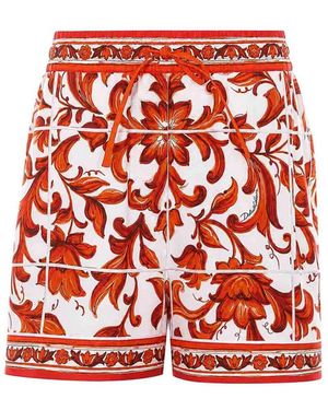 Dolce & Gabbana Maiolica Print Shorts - Red