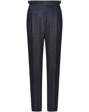 Franzese Collection Denim Super 150S Merino Wool Trousers - Blue