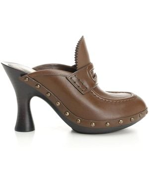 Burberry Potter Leather Clogs - Brown