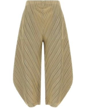 Pleats Please Issey Miyake Pantaloni Con Fondo Più Spesso 1 - Bianco