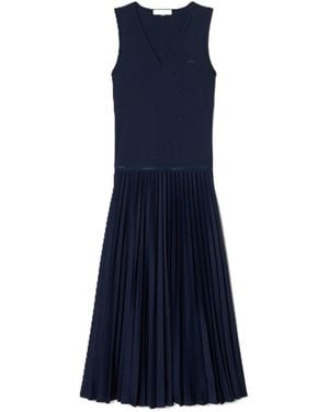 Lacoste Sleeveless Pleated Long Dress - Blue