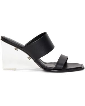 McQueen Plexi Runway Leather Wedge Sandals - Black