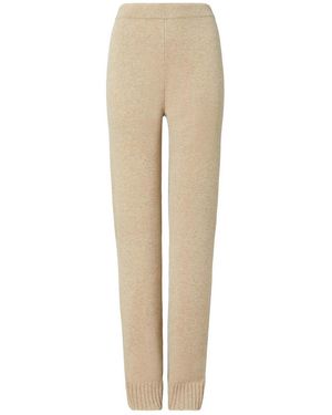 Tory Burch Melange Oatmeal Wool Trousers - Natural